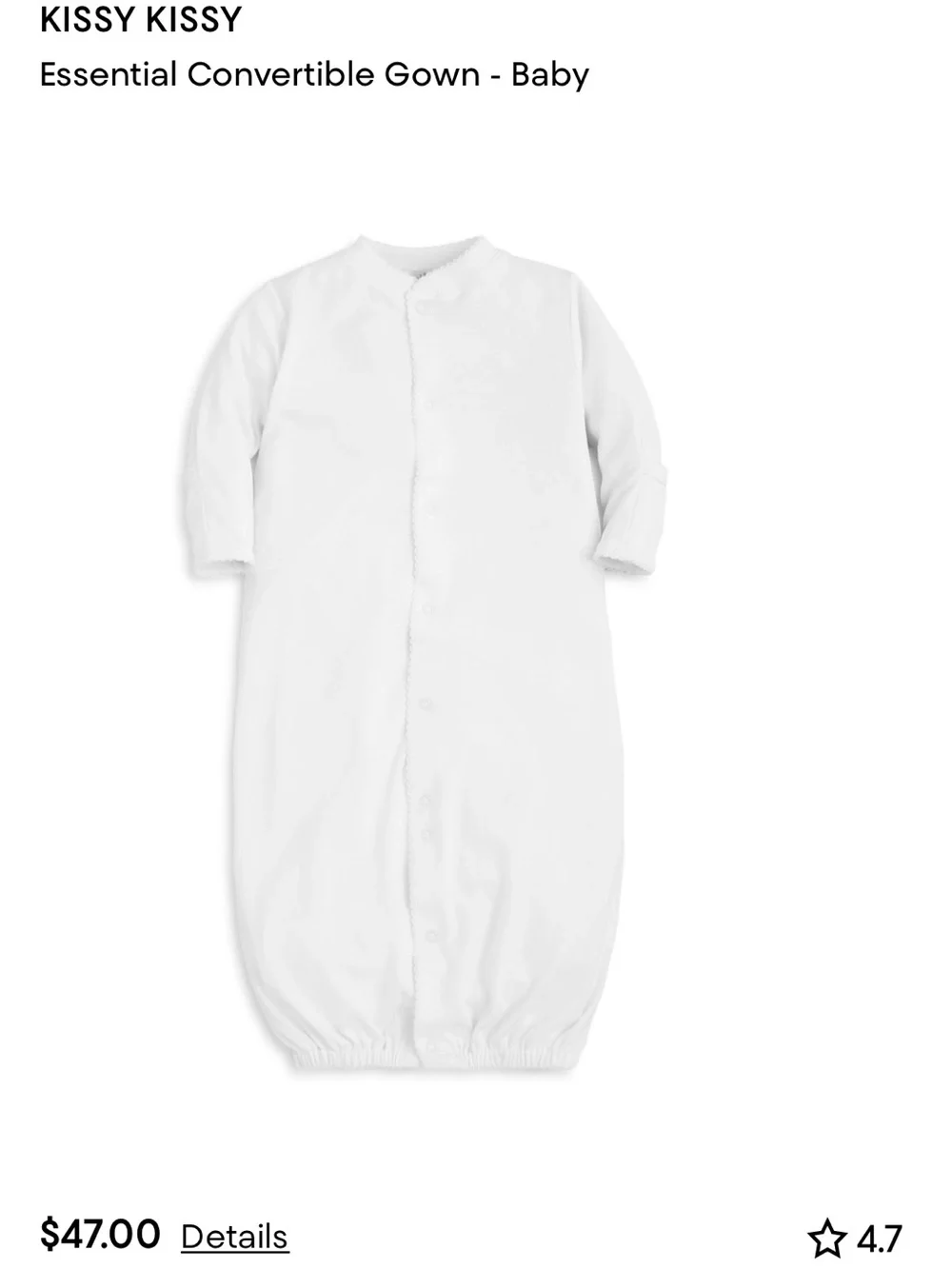 NWOT KISSY KISSY Essential Convertible Gown - Baby
